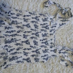 Juniors-Tie Sleeve Pattern ruched tank